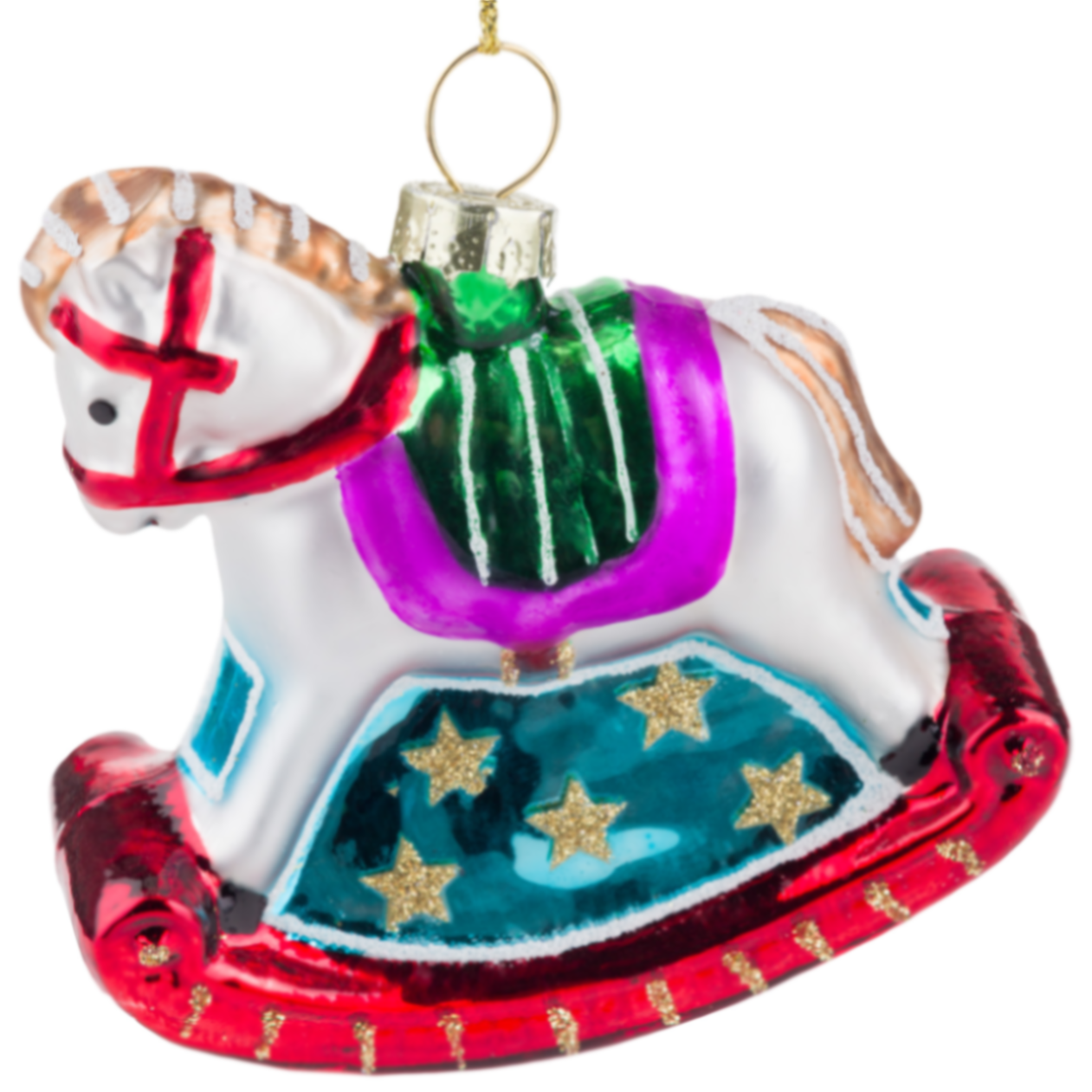 Елочная игрушка "Лошадка" (стекло), 8x3xH8 см Белый