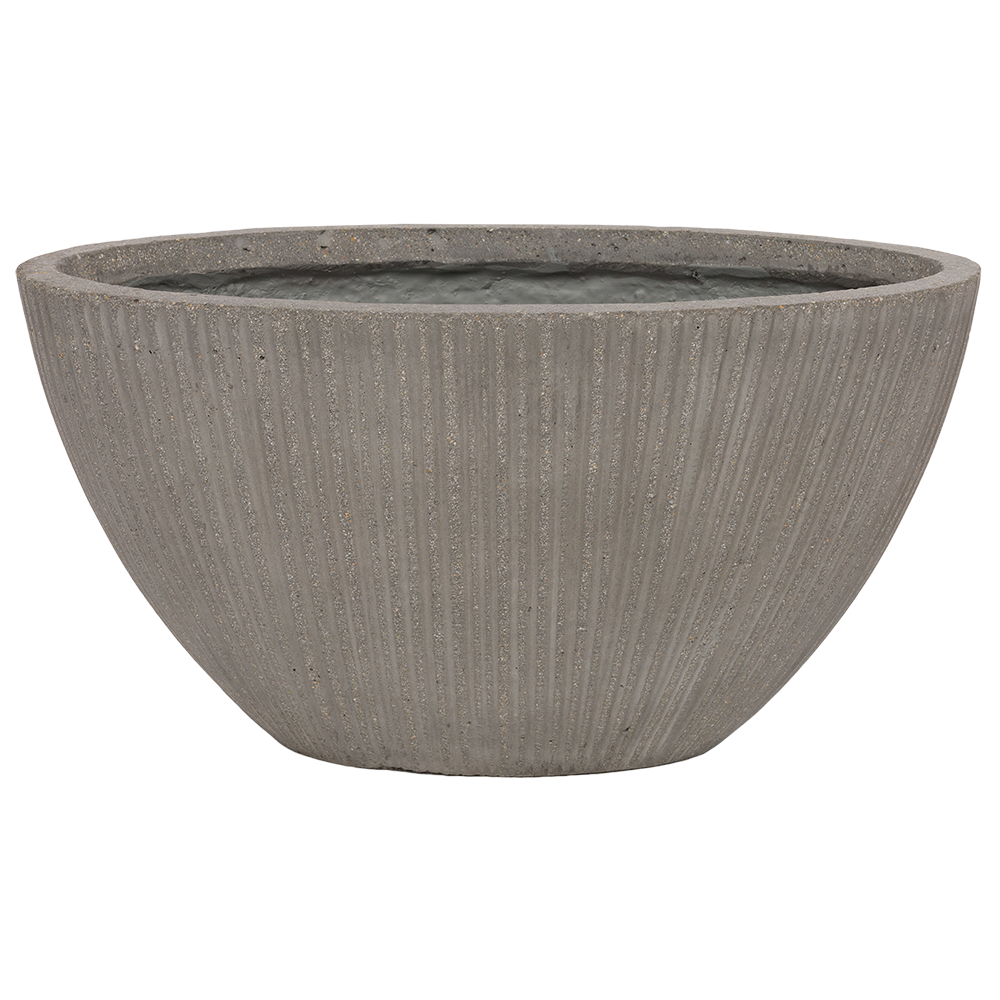 Кашпо Nobilis Marco "Vertical stripes rough-cement Oval" (файкостоун), 44x22xH23 см Серый