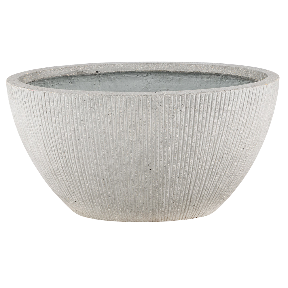 Кашпо Nobilis Marco "Vertical stripes rough-cement Oval" (файкостоун), 53,5x28xH28 см Серый
