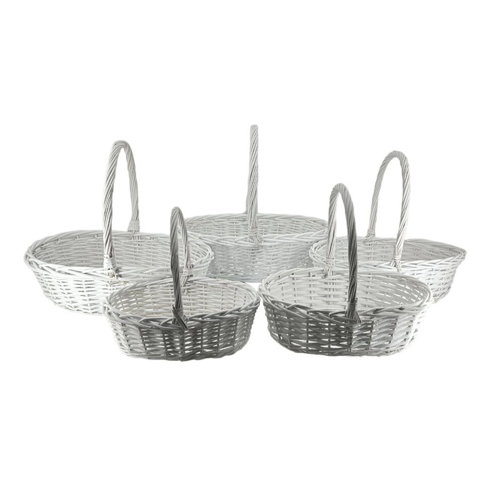 Корзина плетеная (ива), 50x35xH15/44 см - 29x20xH11/27 см, набор (5 шт) Белый