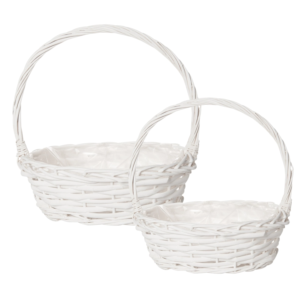 Корзина плетеная (ива), 36x31xH11,5/34 см, 30x26xH10/30 см, набор (2 шт) Белый