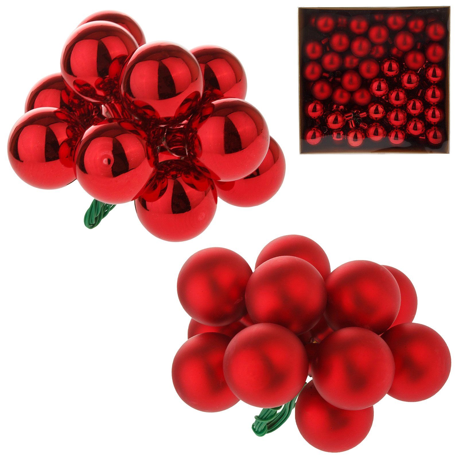 Елочная игрушка "Шар на проволоке" (стекло), D2,5 см, набор (144 шт) Красный