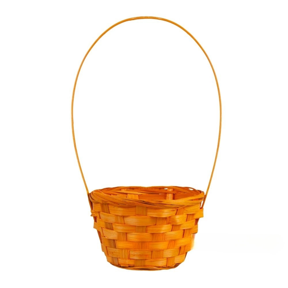 Корзина плетеная (бамбук), D13xH9,5/28 см Оранжевый