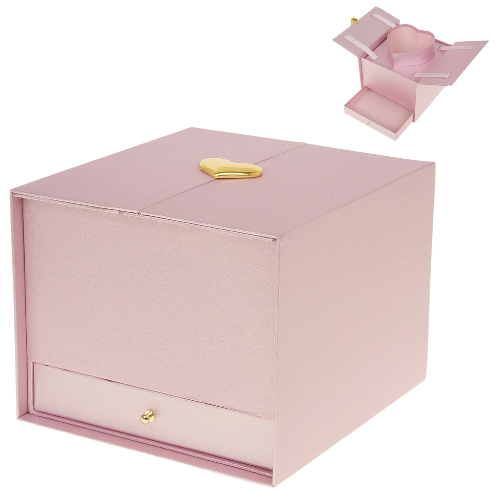 Коробка подарочная, 20x21,5xH16 см, с ящиком Розовый