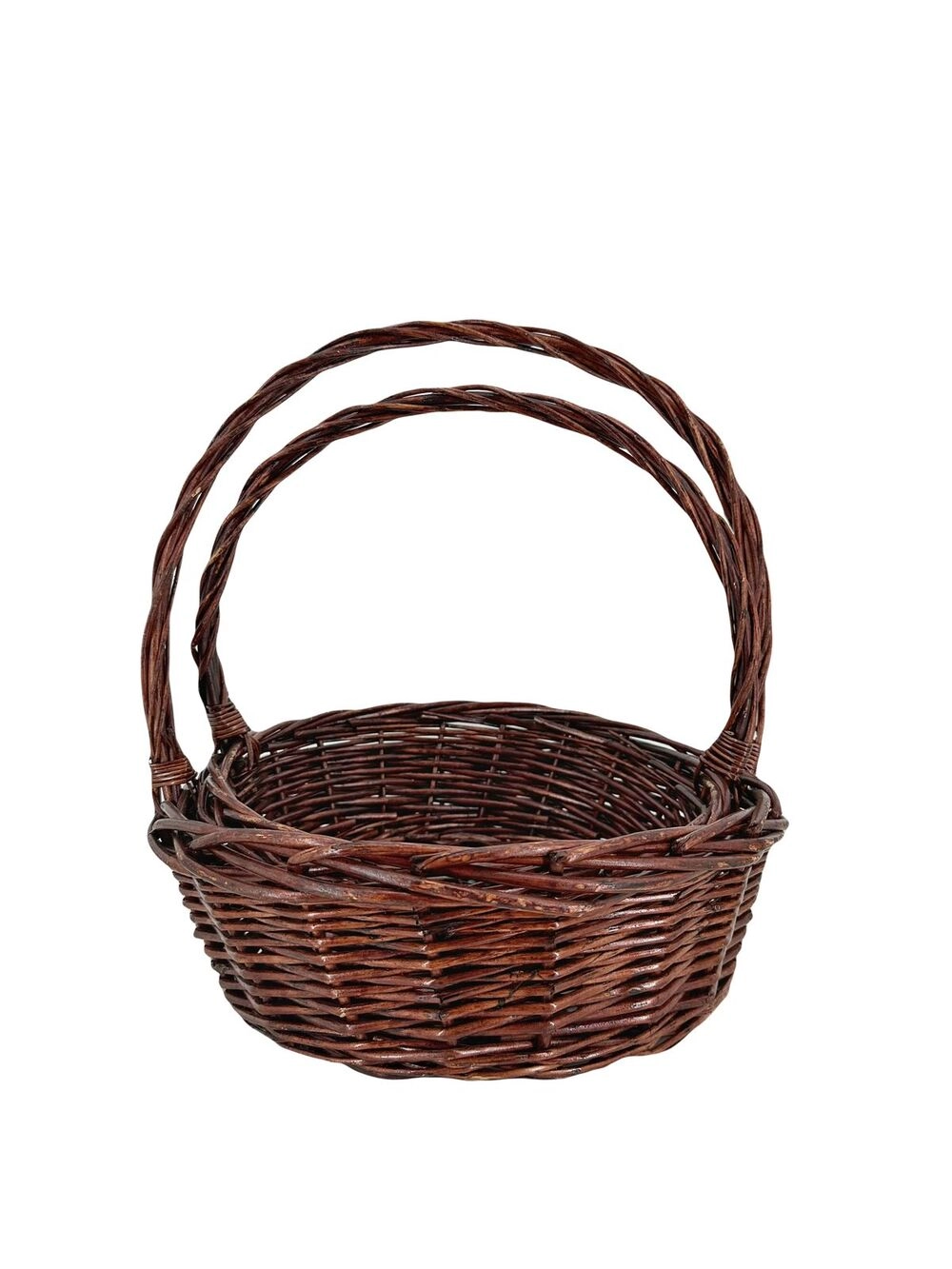 Корзина плетеная (ива), D35xH11,5/35 см, D30xH10/30 см, набор (2 шт) Коричневый