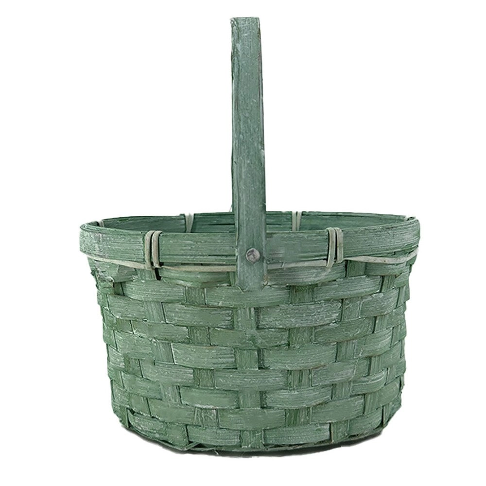 Корзина плетеная (бамбук), 19x14,5xH11/21 см Зеленый