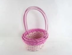 Корзина плетеная "Кант" (бамбук), 27x21xH10/38 см - 22x18xH10/34 см, набор (3 шт) Розовый