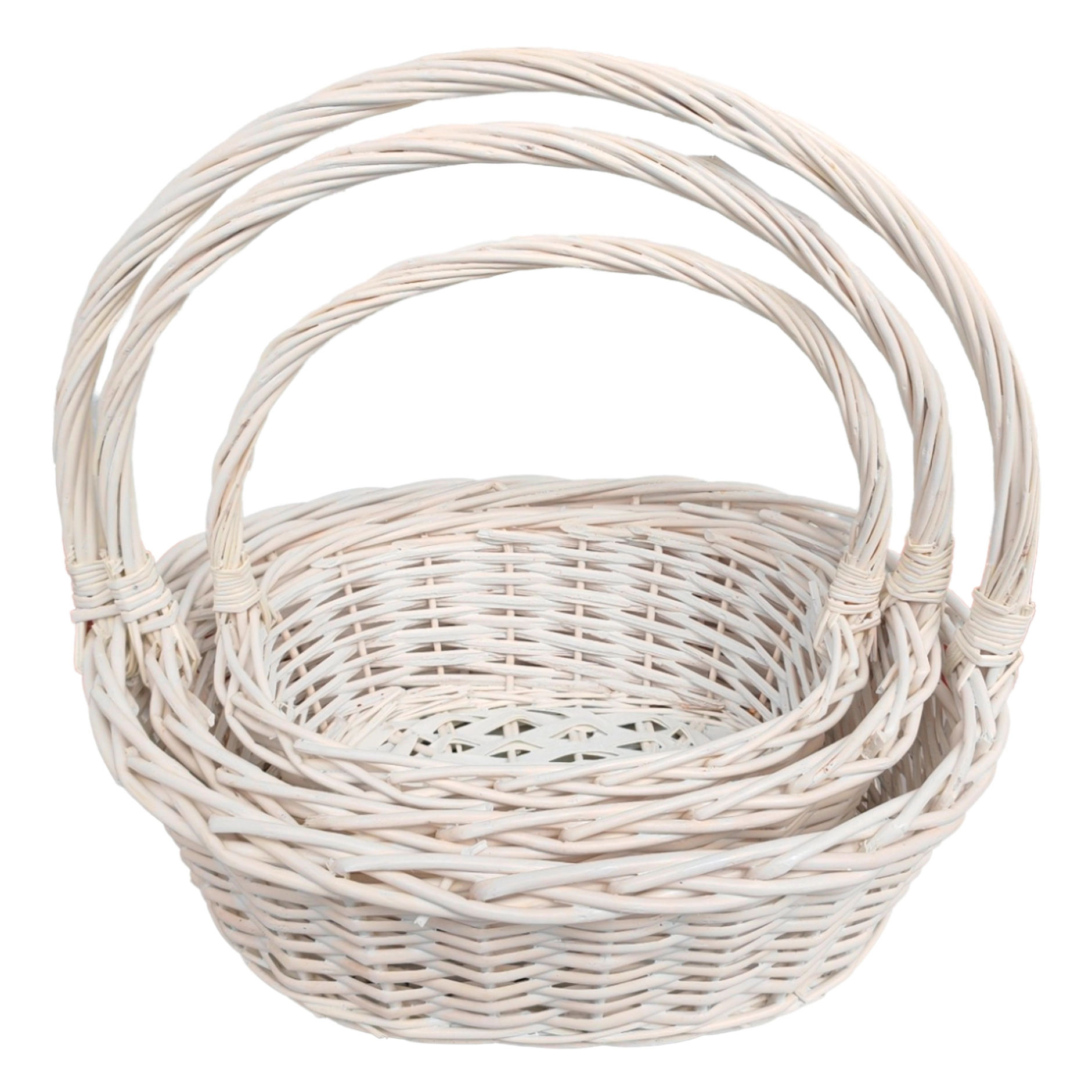 Корзина плетеная (ива), 38x30xH12/35 см - 26x20xH8/25 см, набор (3 шт) Белый