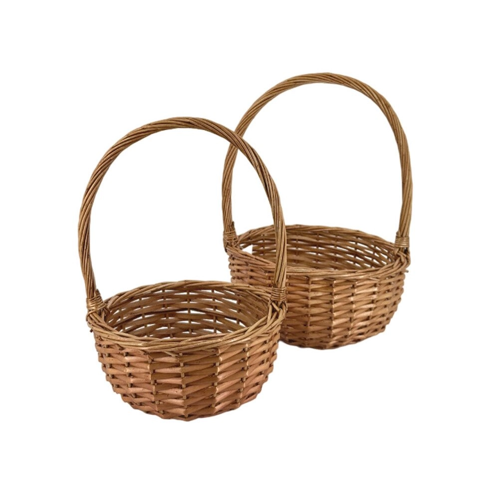 Корзина плетеная (ива), D29xH14/38 см, D24xH12/33 см, набор (2 шт) Натуральный