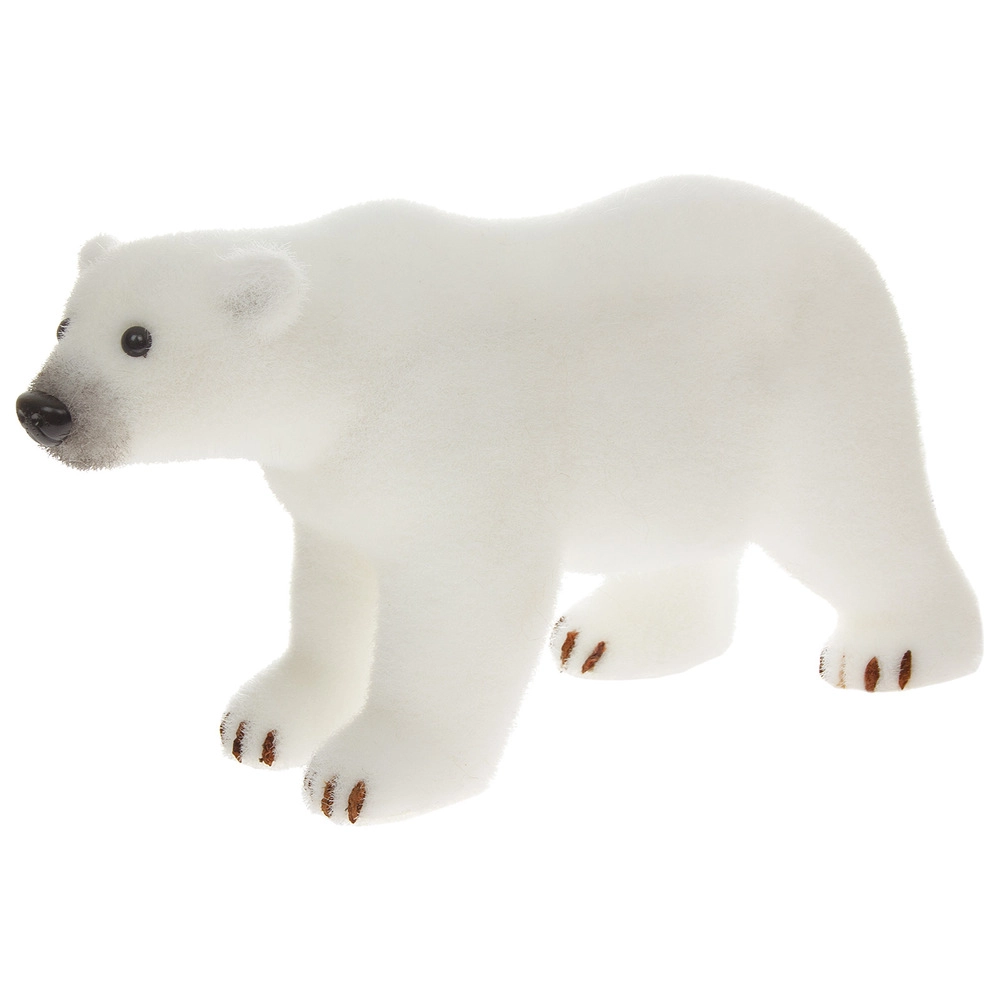 Фигура "Медведь" (флок), 37x18xH22 см Белый