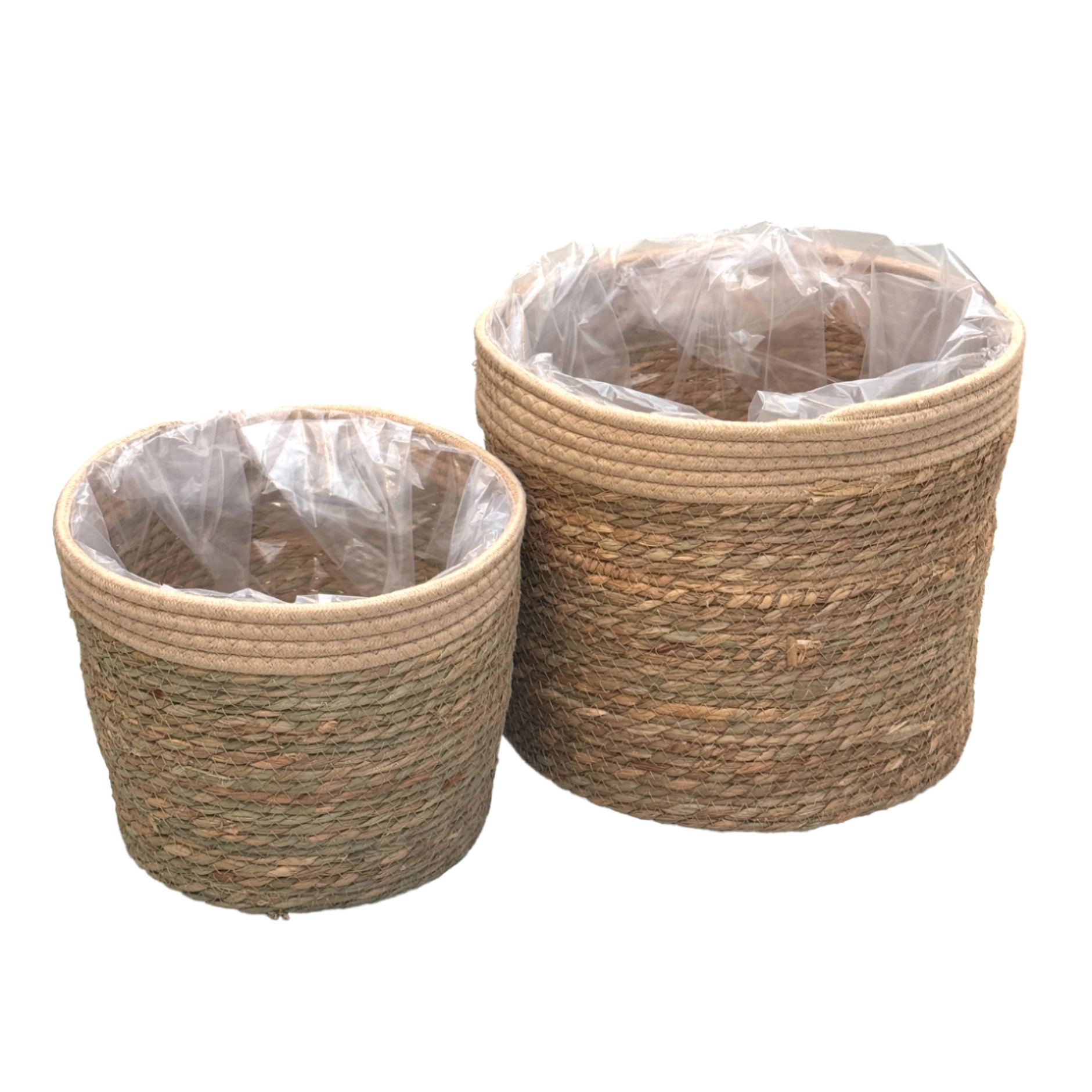 Кашпо плетеное (водоросли), D24хH21 см, D30xH27 см, набор (2 шт) Коричневый