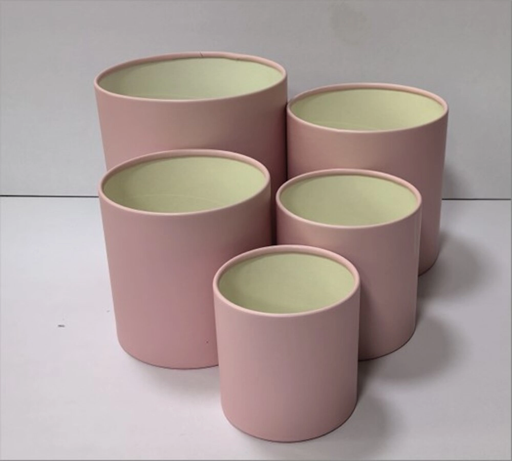 Коробка шляпная, D21xH21 см - D12xH12 см, набор (5 шт), без крышки Пудровый