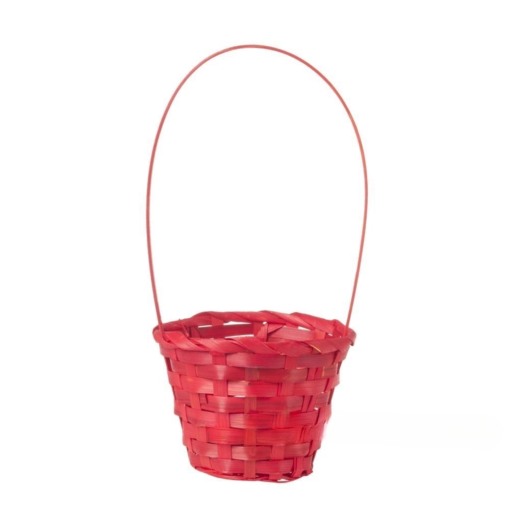 Корзина плетеная (бамбук), D13xH9,5/28 см Красный