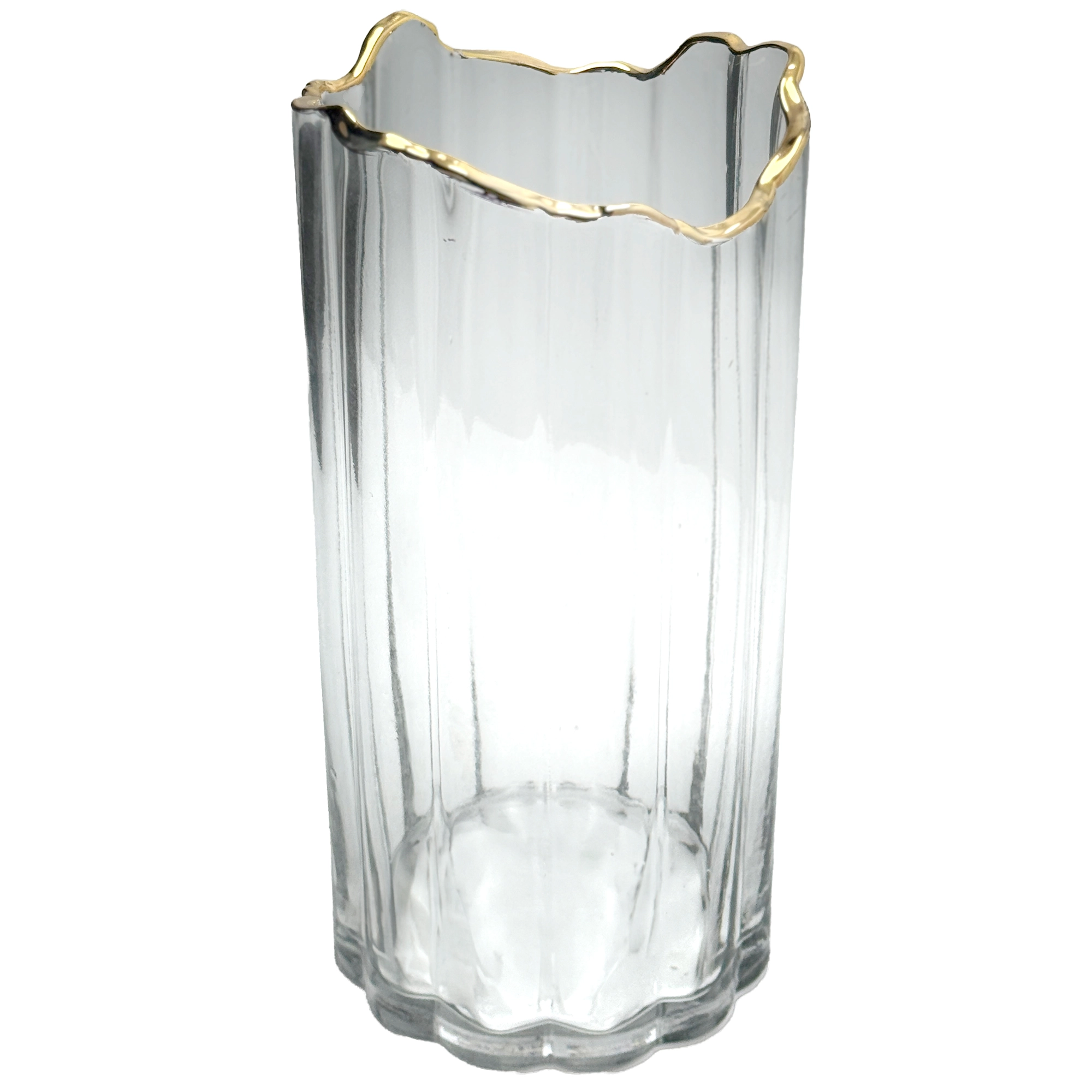 Ваза "Gold rough edge" (стекло), D12xH25 см Прозрачный