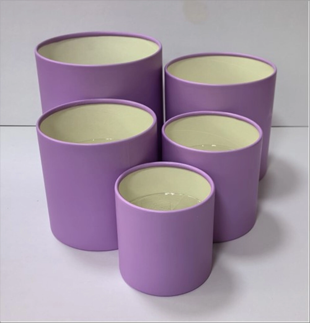 Коробка шляпная, D21xH21 см - D12xH12 см, набор (5 шт), без крышки Фиолетовый