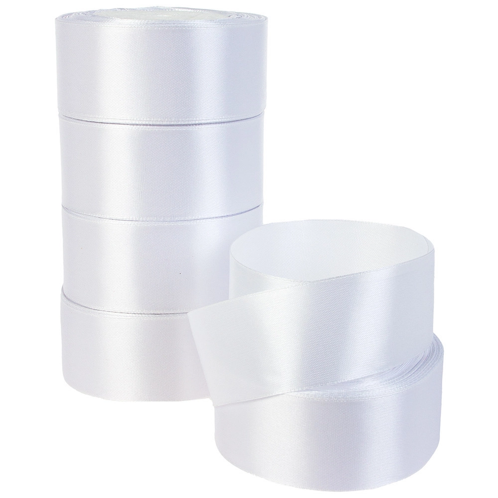 Лента атлас, 40 ммx25 ярд, набор (5 шт) Белый