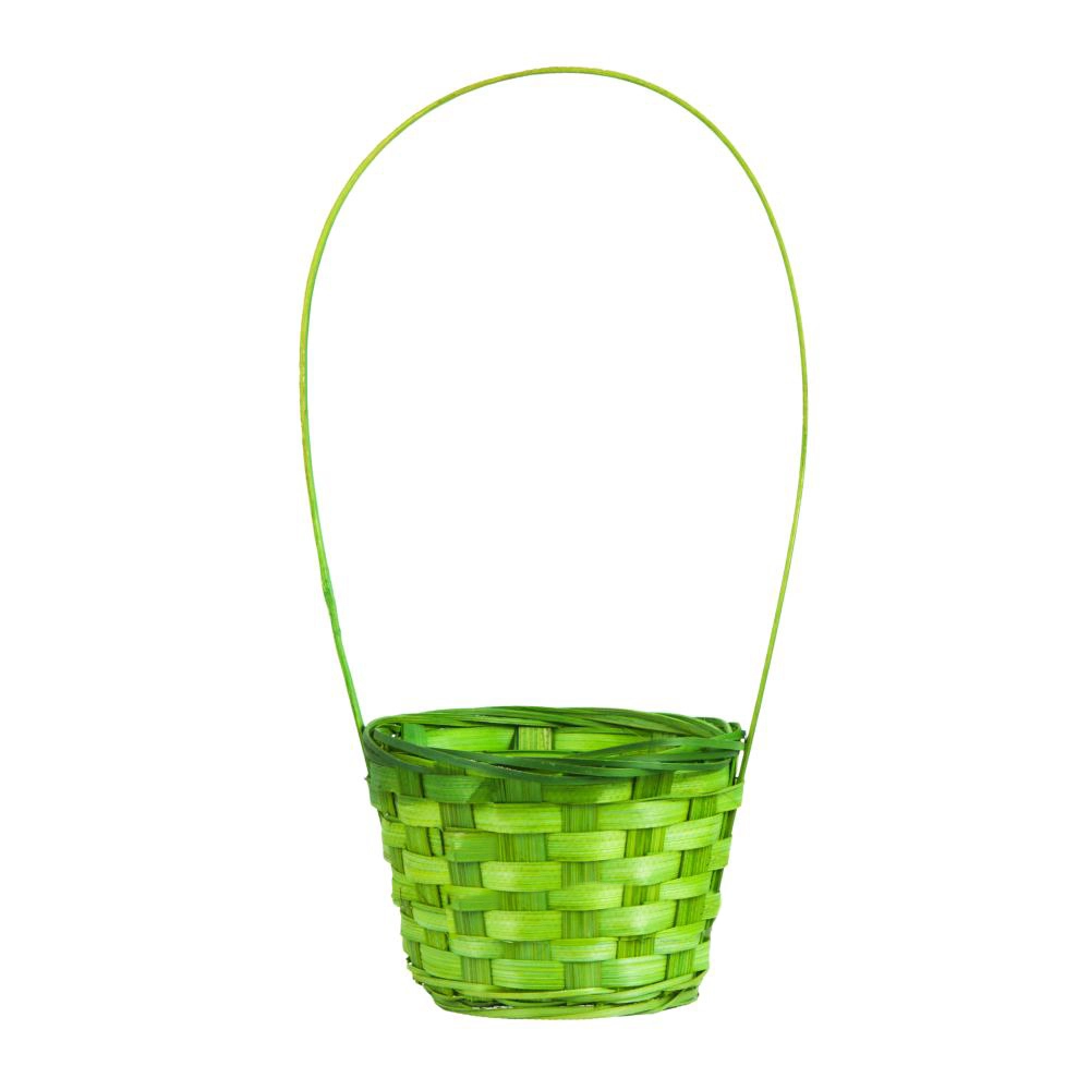 Корзина плетеная (бамбук), D13xH9,5/28 см Зеленый