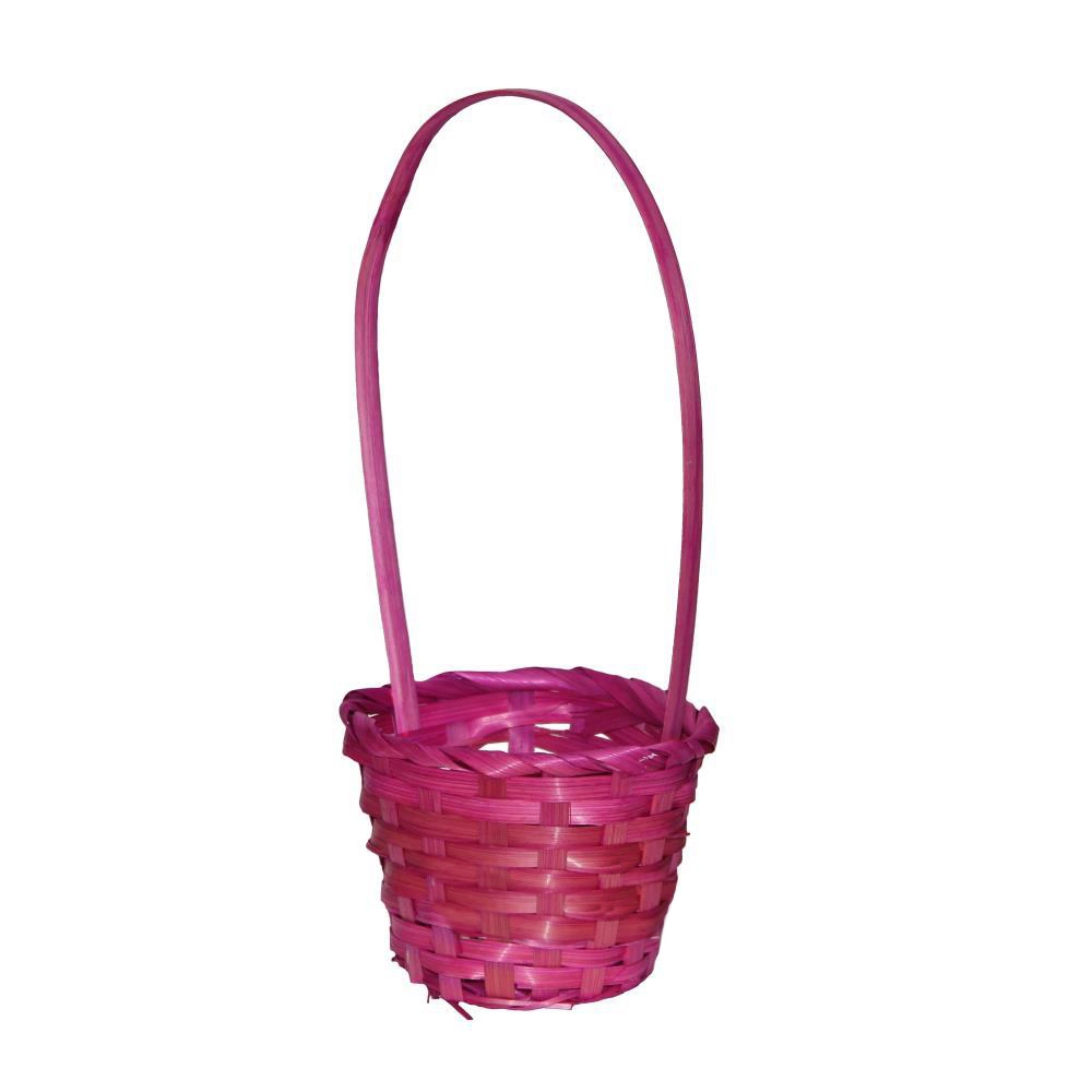 Корзина плетеная (бамбук), D13xH9,5/28 см Розовый
