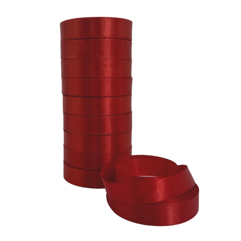 Лента атлас, 20 ммx25 ярд Темно-красный