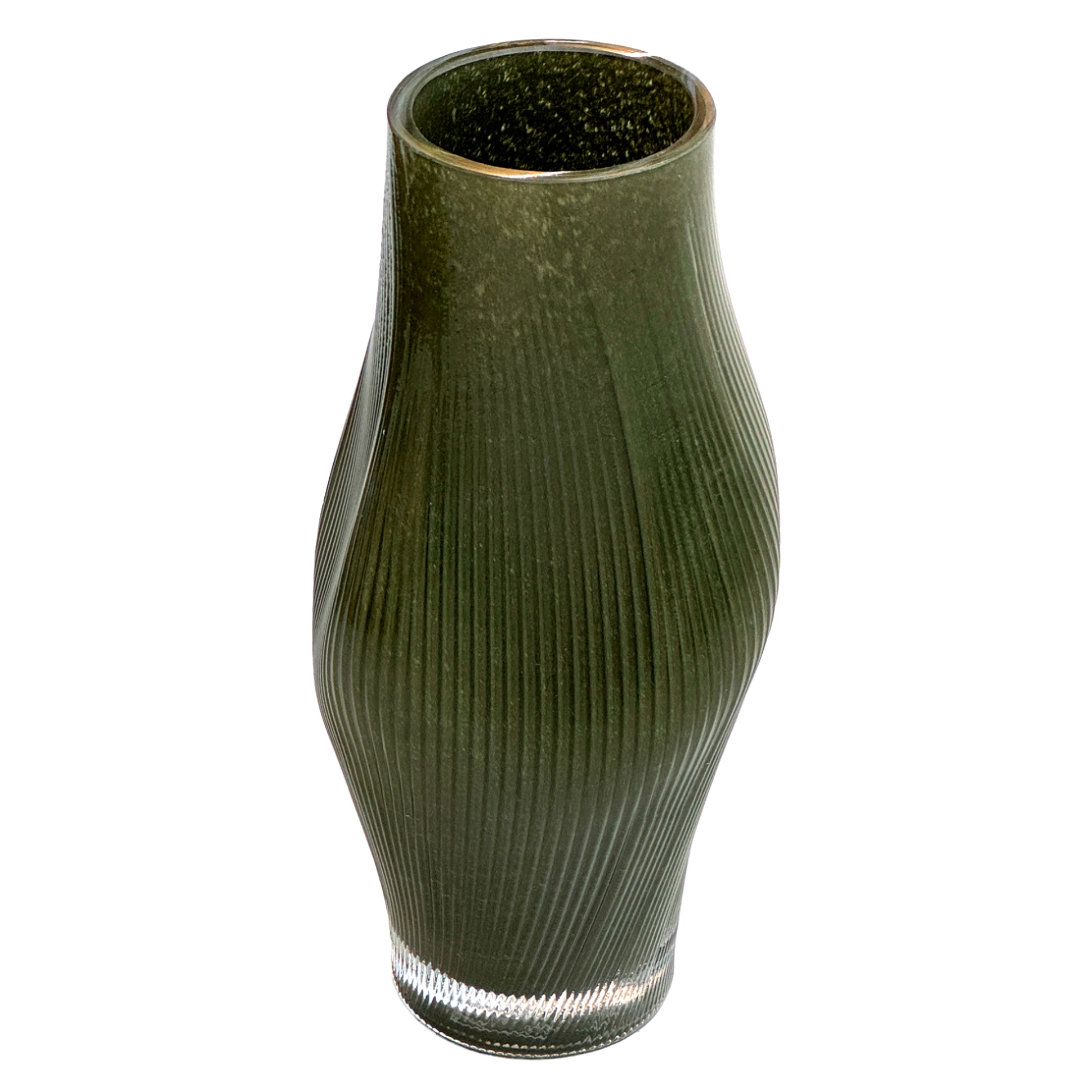 Ваза "Hammered" (стекло), D14xH31 см Темно-зеленый