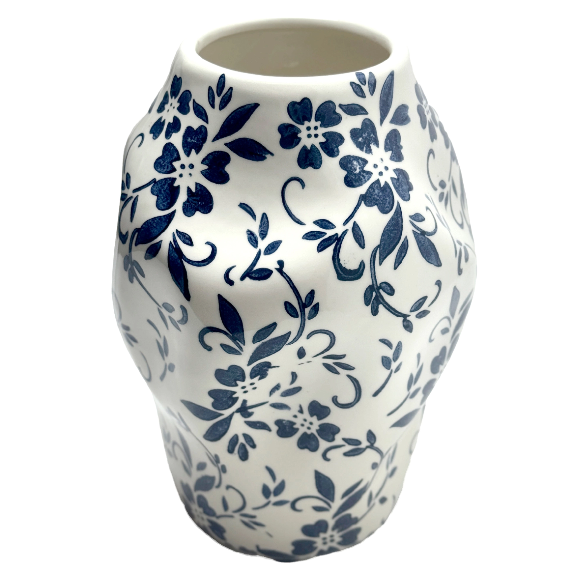 Ваза "Flower Blue" (керамика), D15xH20 см Белый-синий