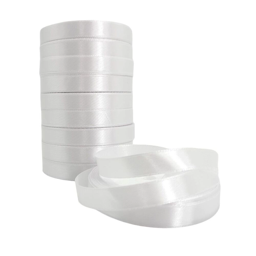 Лента атлас, 12 ммx25 ярд, набор (10 шт) Белый