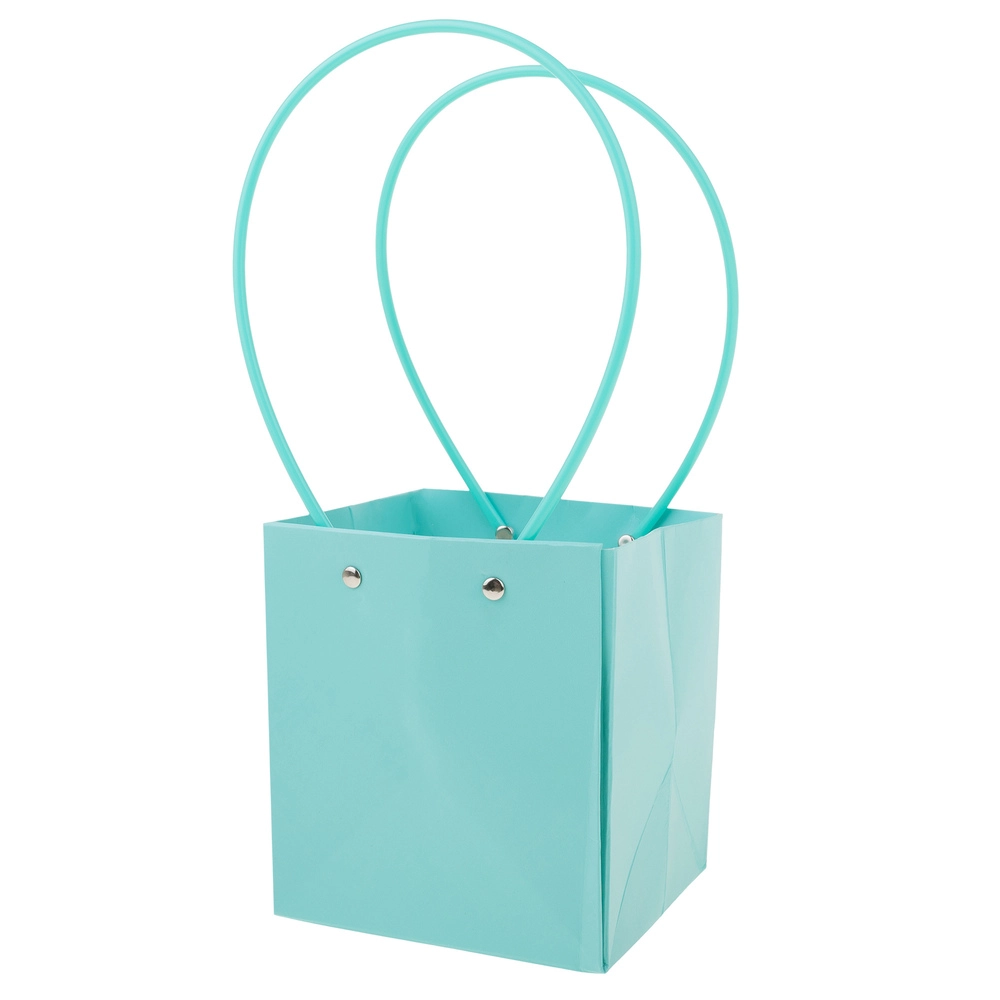 Сумка подарочная (картон), 13x12xH15 см, набор (10 шт), с ламинацией Тиффани