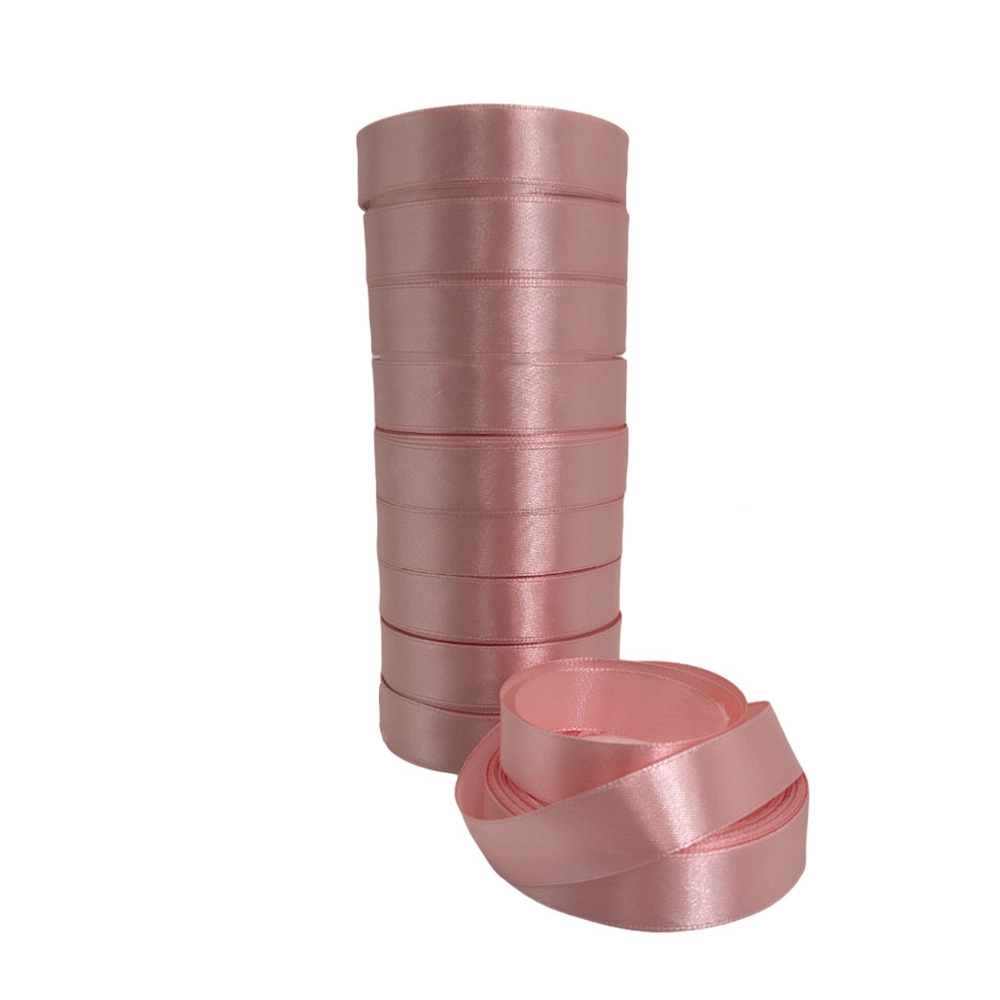 Лента атлас, 20 ммx25 ярд, набор (10 шт) Дымчатый-розовый