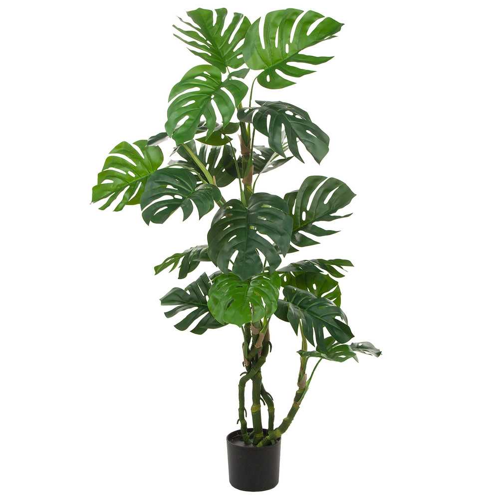 Растение искусственное в кашпо "Монстера Сплит", H140 см, 21 лист Зеленый