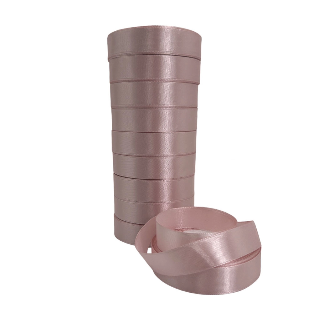 Лента атлас, 20 ммx25 ярд Пудровый-розовый
