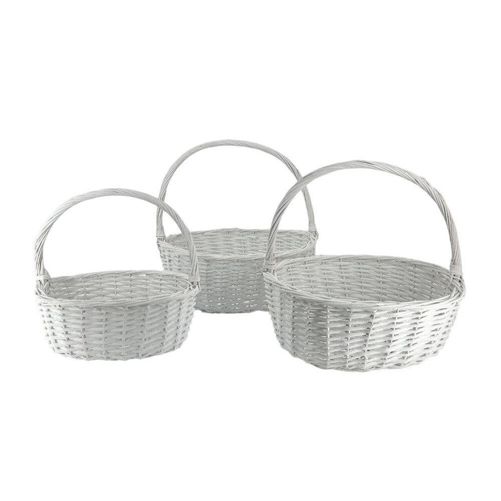 Корзина плетеная (ива), 48x39xH18/45 см - 35x25xH14/35 см, набор (3 шт) Белый