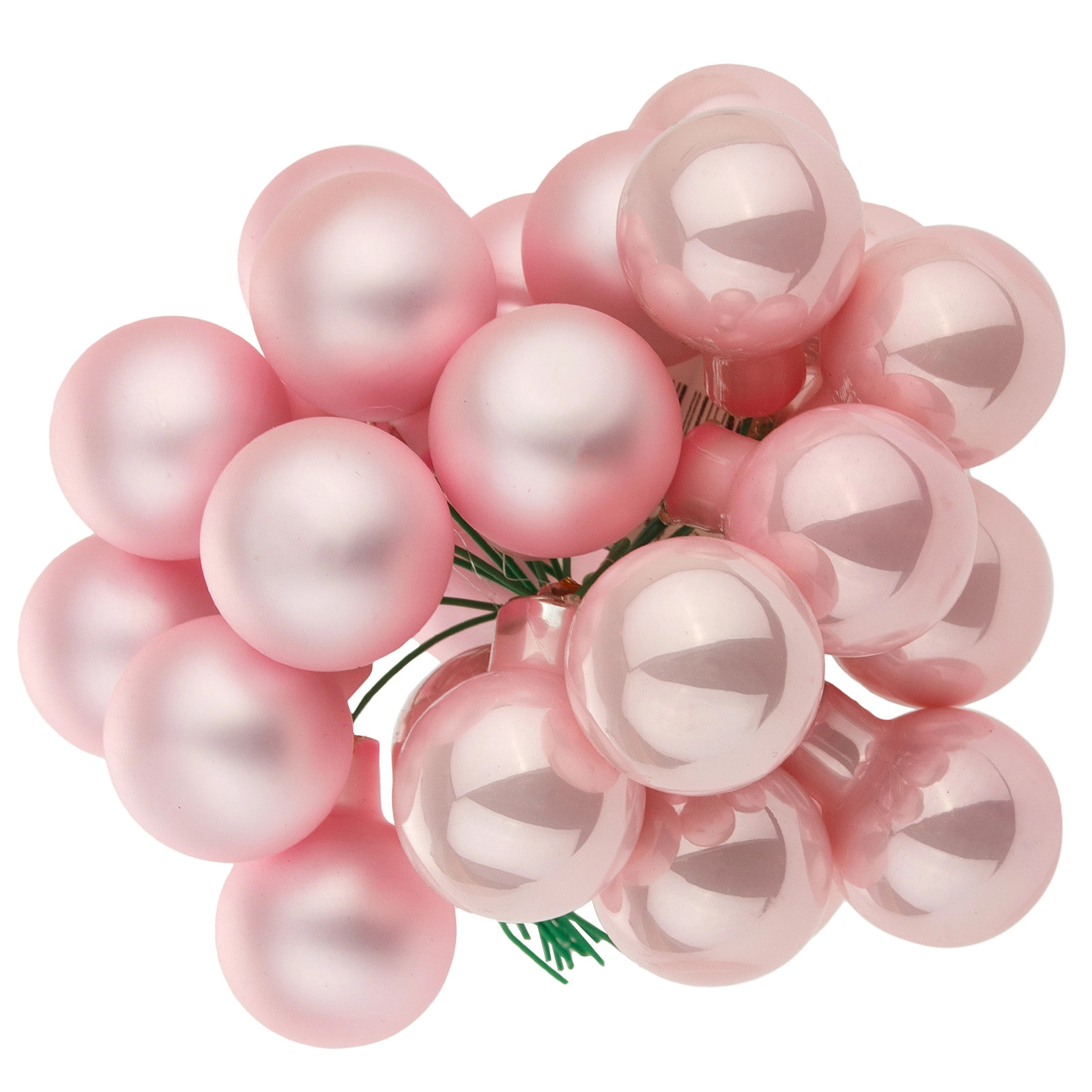 Елочная игрушка "Шар на проволоке" (стекло), D2,5 см, набор (144 шт) Светло-розовый