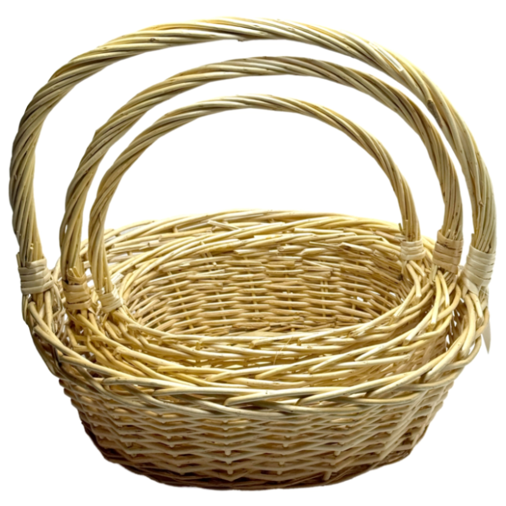 Корзина плетеная (ива), D34xH13/35 см - D24xH9/25 см, набор (3 шт) Натуральный