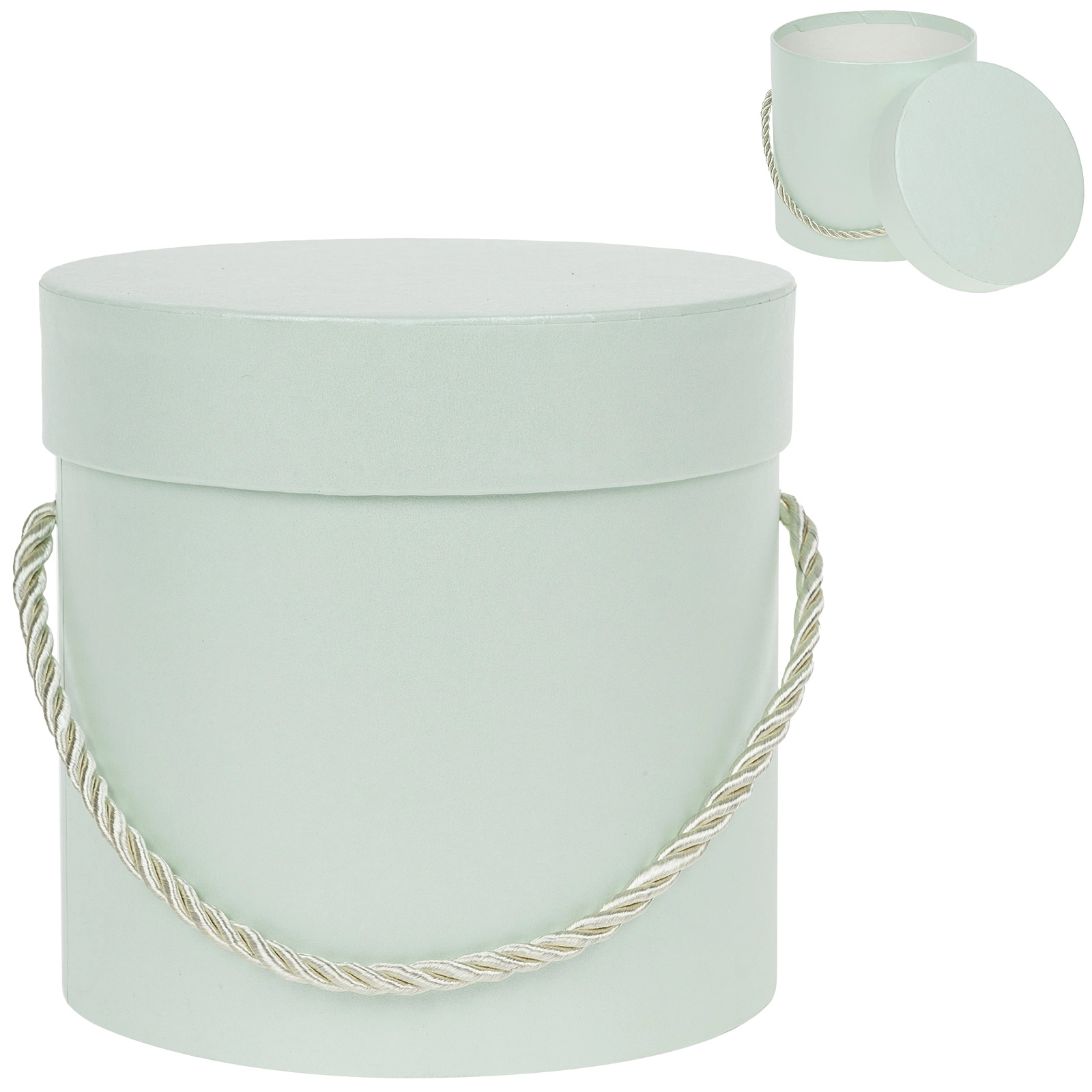 Коробка шляпная, D13xH13 см, с ручкой Светло-зеленый