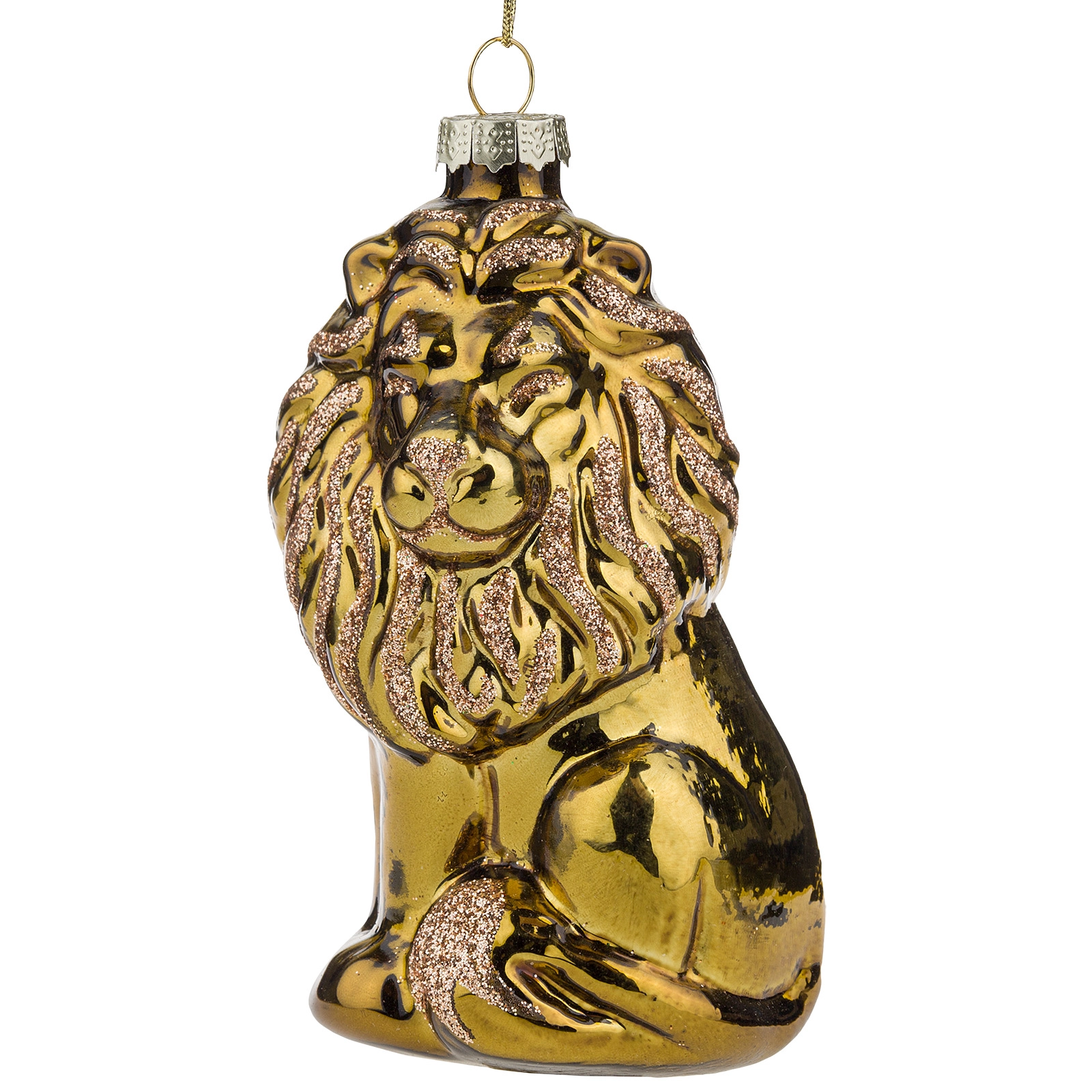 Елочная игрушка "Лев" (стекло), 6x5,5xH10 см Золотой