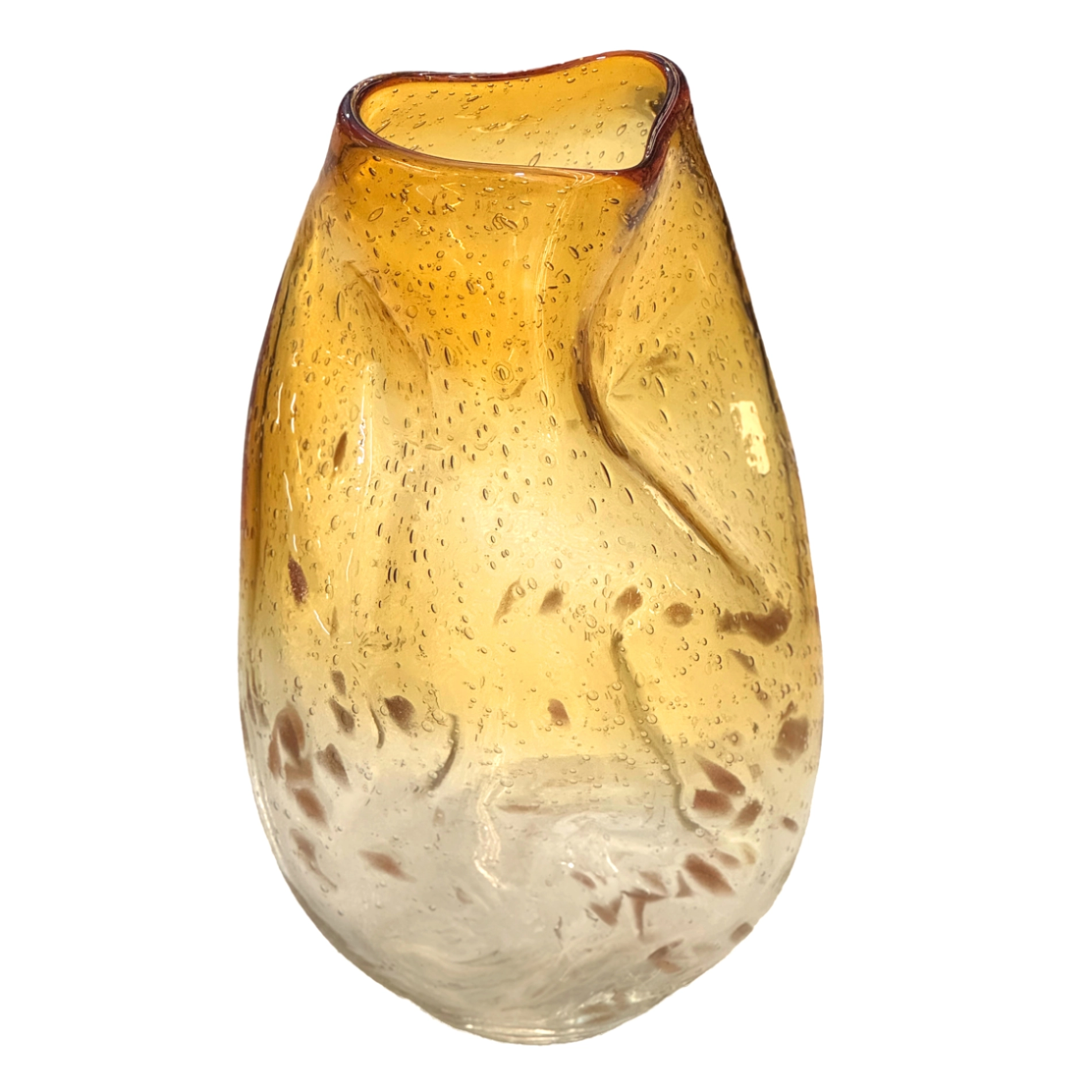Ваза "Hammered" (стекло), D18xH33 см Темно-желтый