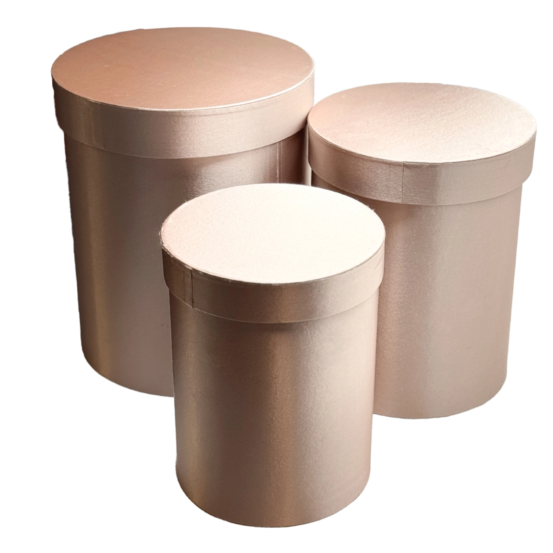 Коробка шляпная, D25xH30 см - D18xH23,5 см, набор (3 шт) Розовый