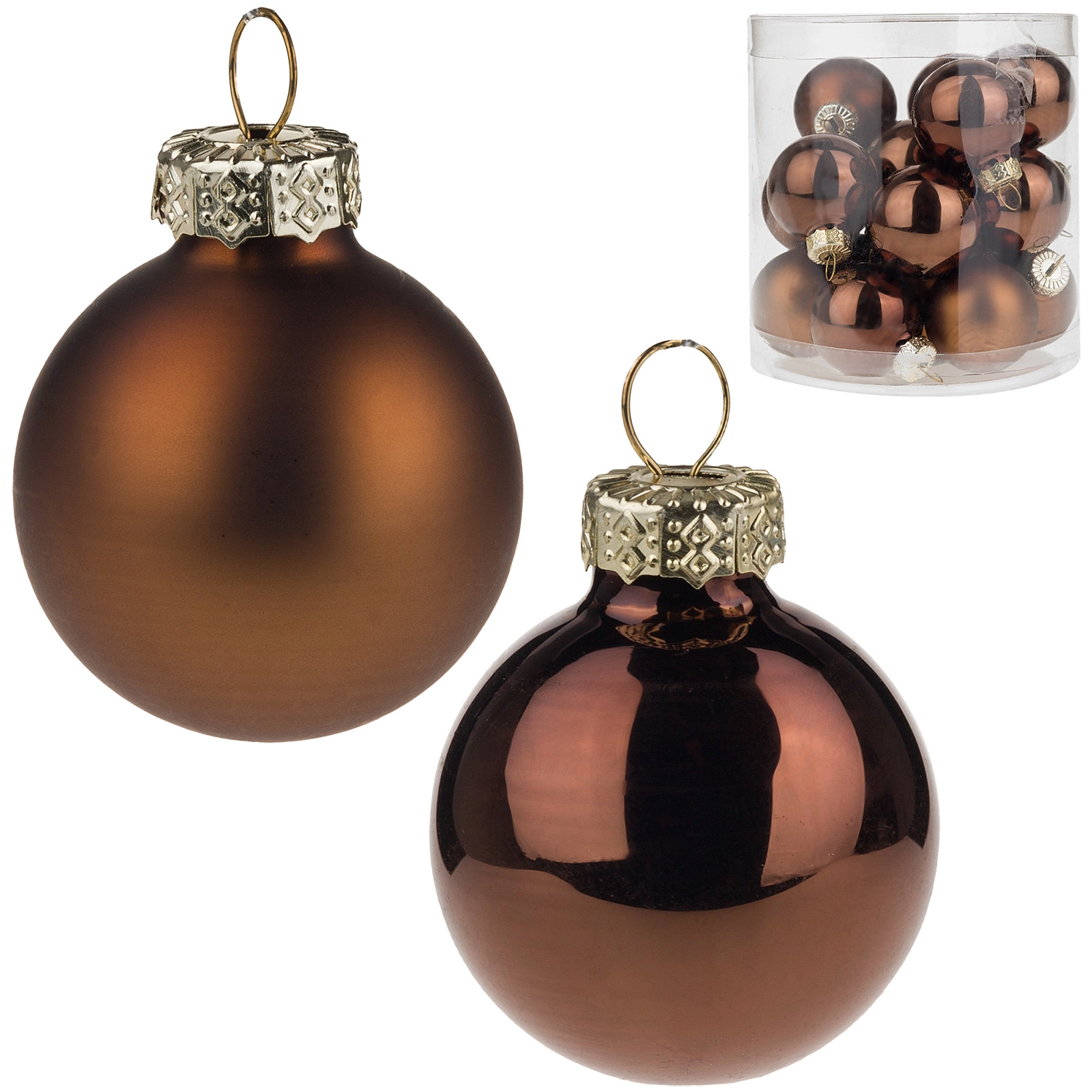 Елочная игрушка "Шар" (стекло), D3 см, набор (16 шт) Коричневый