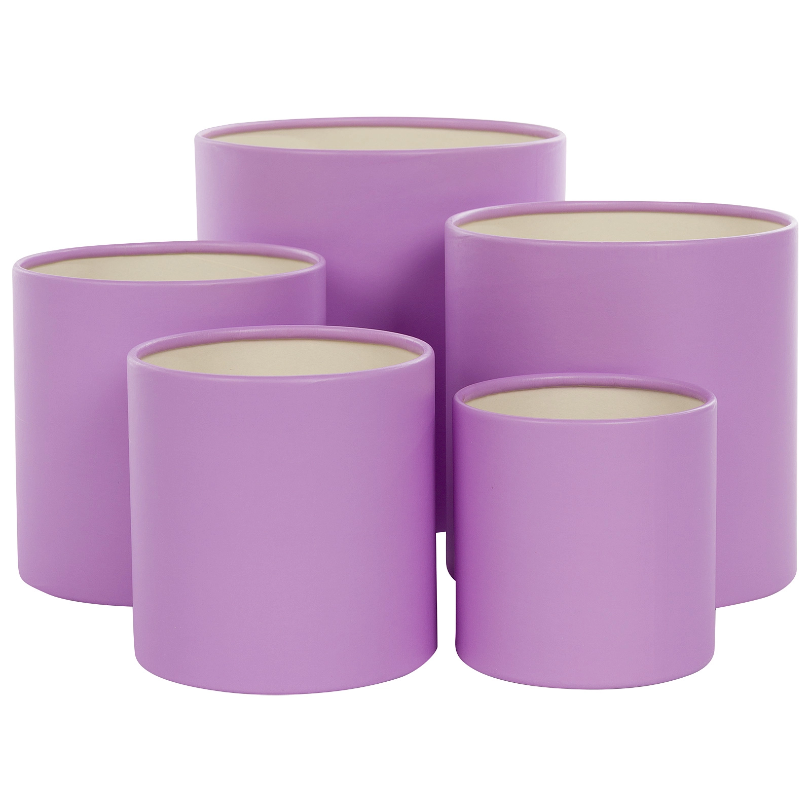 Коробка шляпная, D21xH21 см - D12xH12 см, набор (5 шт), без крышки Фиолетовый