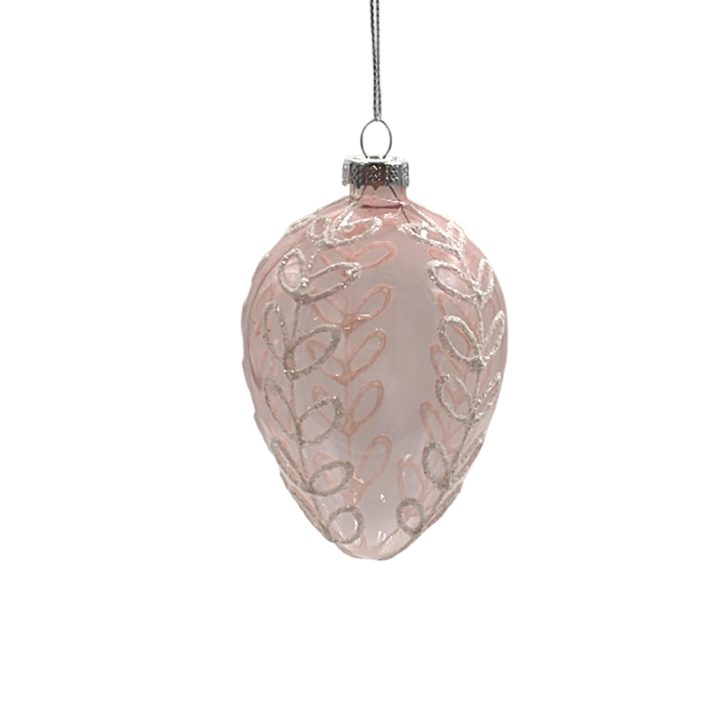 Елочная игрушка "Олива" (стекло), D6,5xH10 см Светло-розовый