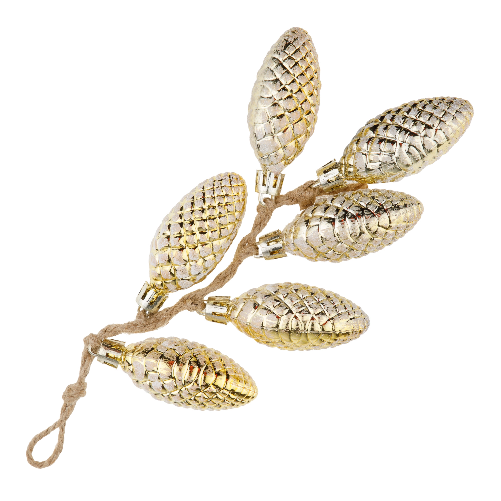 Елочная игрушка "Шишка в связке" (пластик), H7 см, Золотой