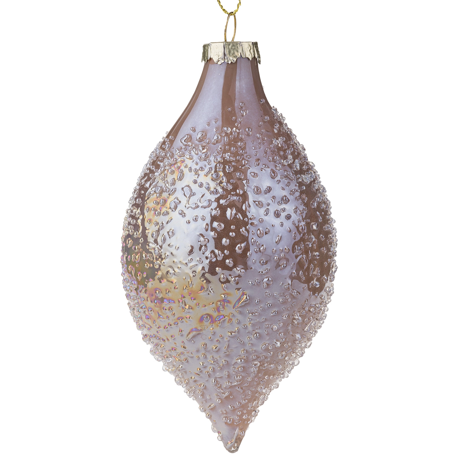 Елочная игрушка "Олива" (стекло), 7xH14 см Пыльно-розовый