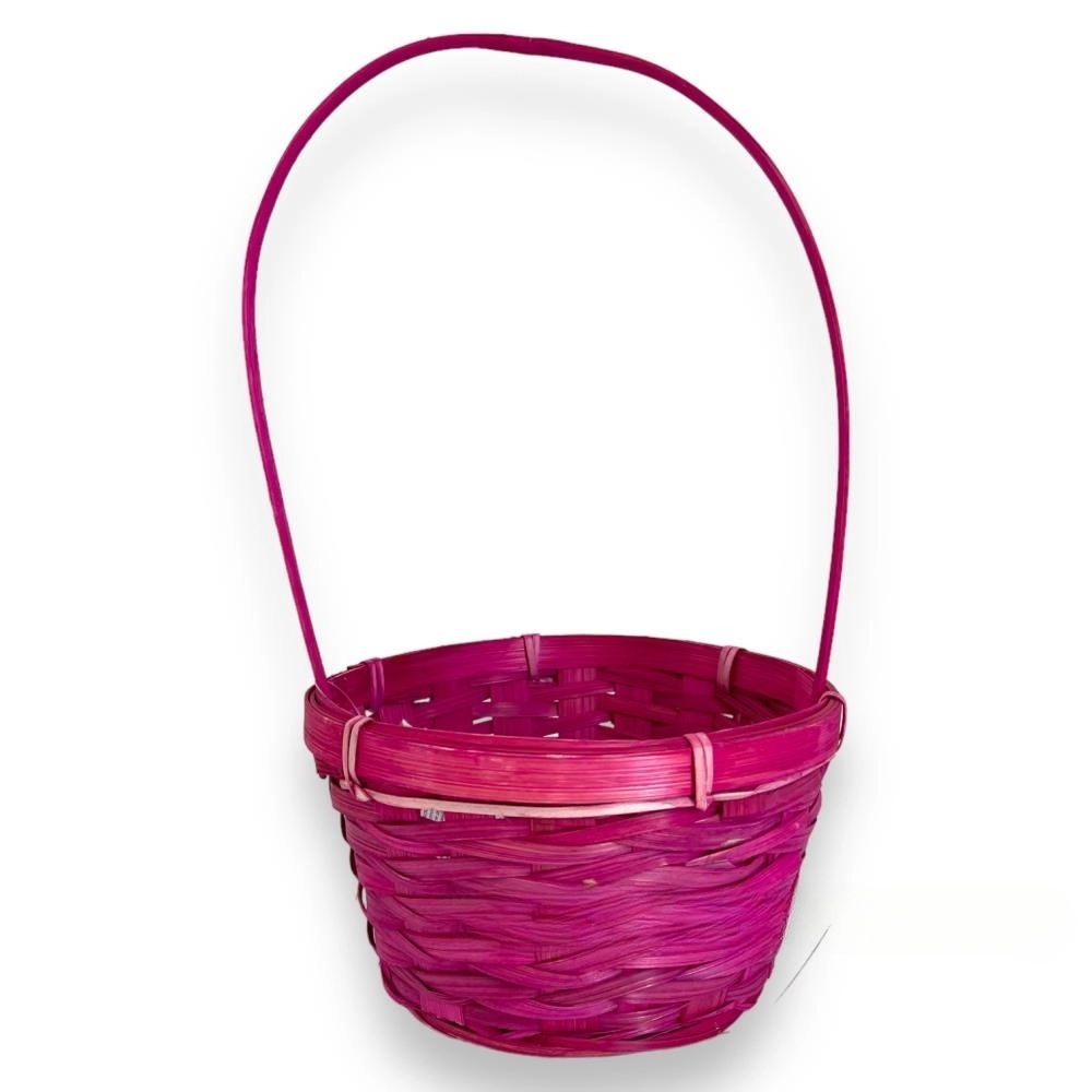 Корзина плетеная (бамбук), D17xH10,5/33 см Розовый