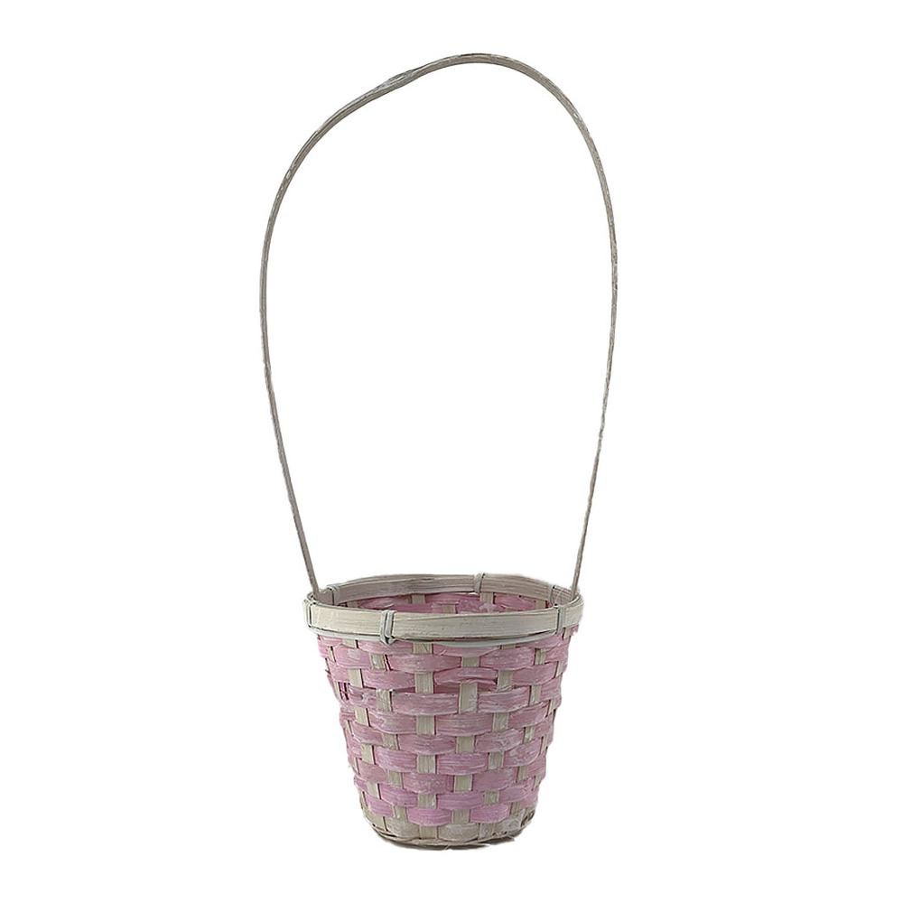 Корзина плетеная "Кант" (бамбук), D16xH14/44 см Розовый