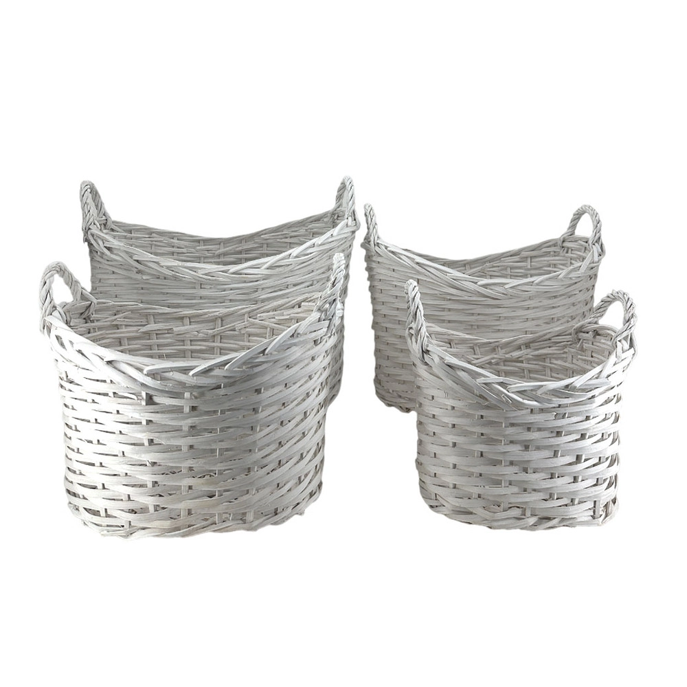 Корзина плетеная (ива), 33x25xH18/24 см - 61x50xH31/41 см, набор (4 шт) Белый