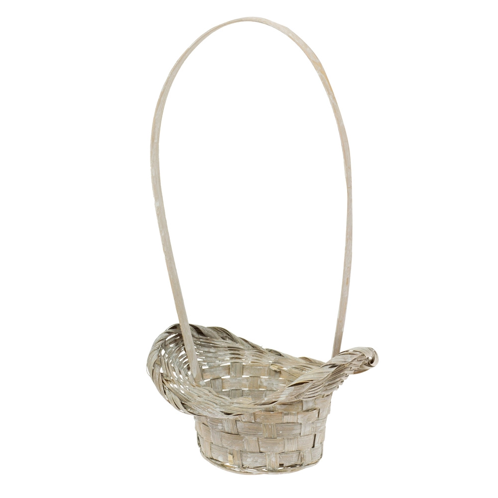 Корзина плетеная (бамбук), D18xH5,5/29 см Серый