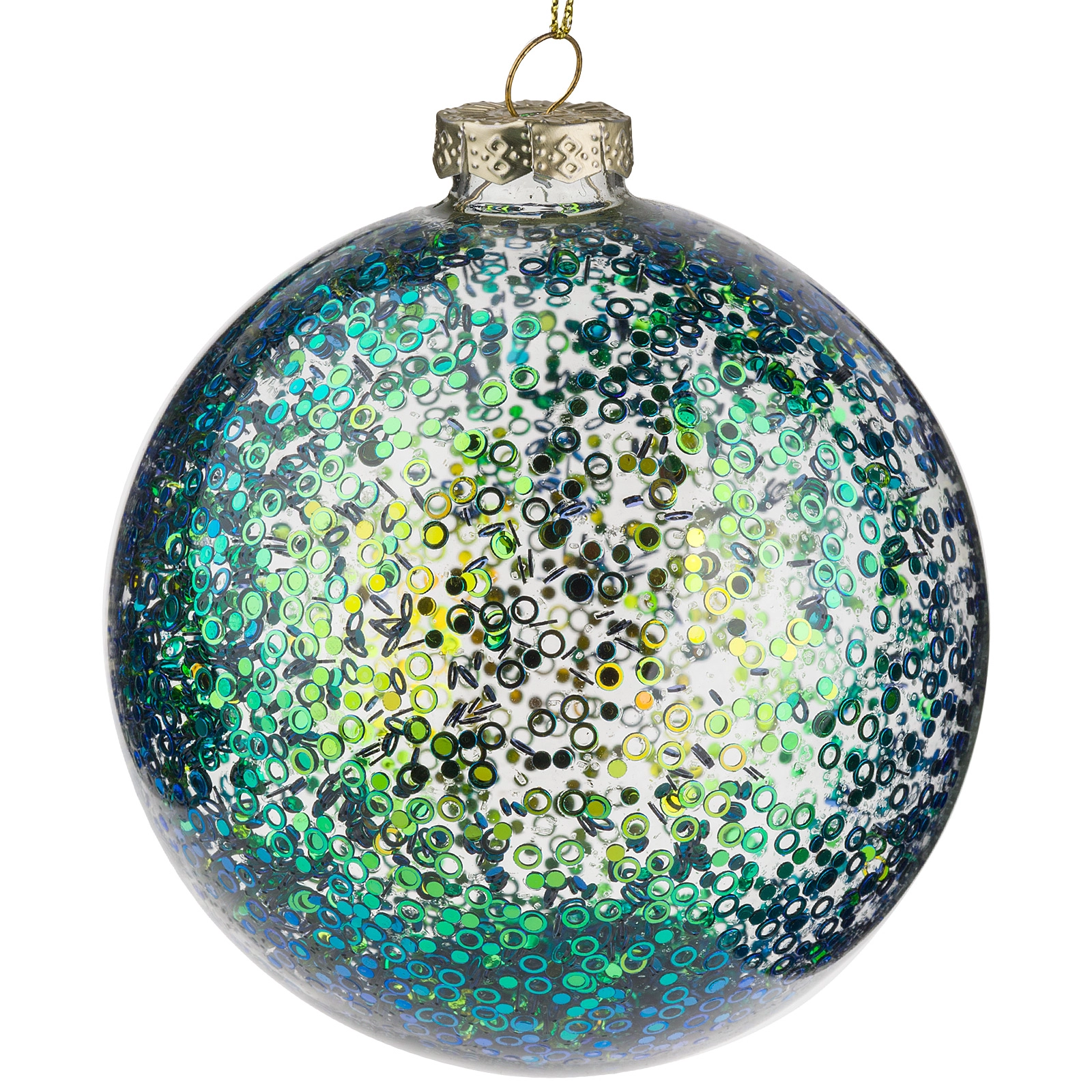 Елочная игрушка "Шар" (стекло), D10 см Зеленый-синий