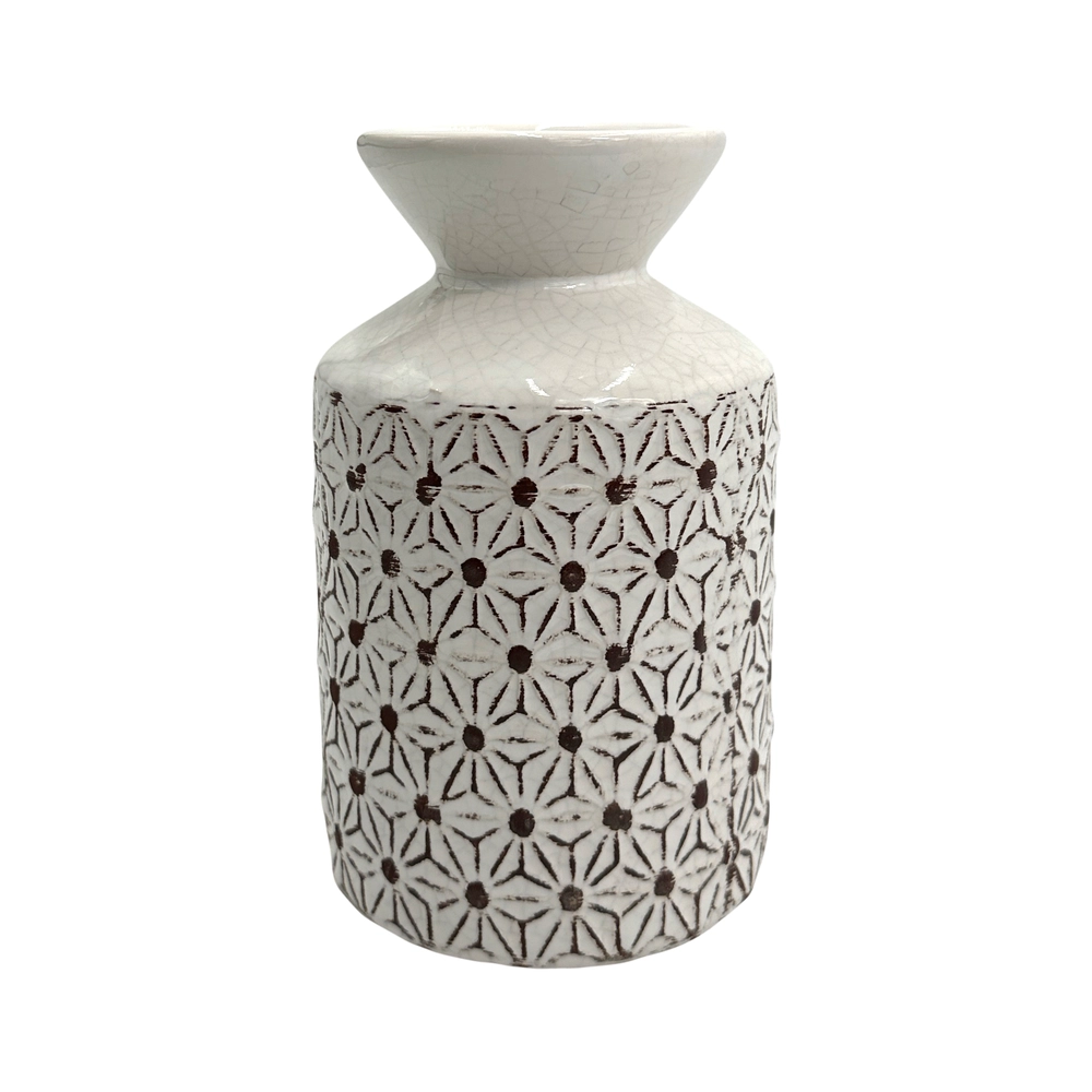 Ваза "Tracery" (керамика), D10xH16,5 см Белый