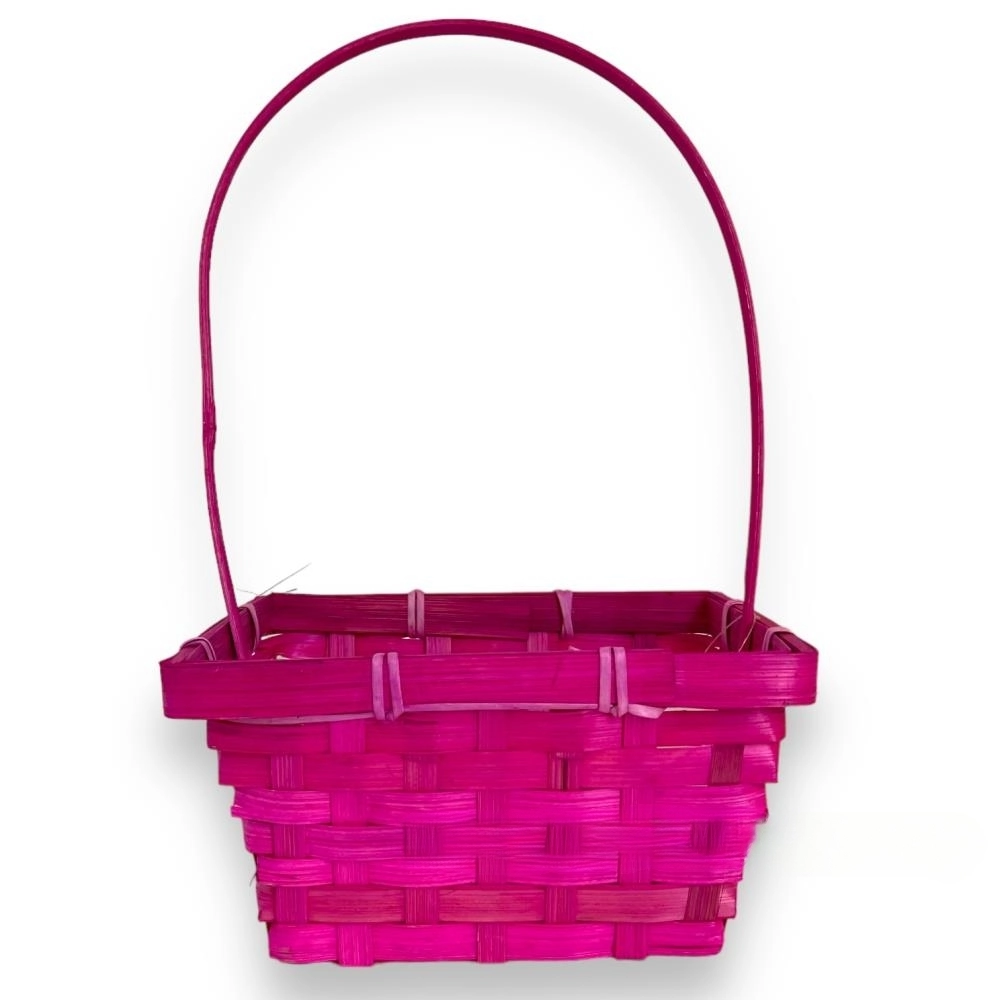 Корзина плетеная (бамбук), 19x14,5xH9/37 см Розовый