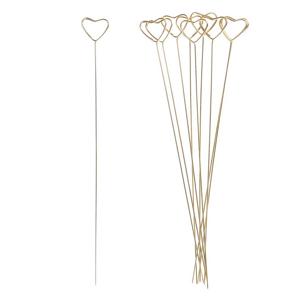 Крепеж для открыток в букете (металл) "Сердечко", H34,5 см, набор (10 шт) Золотой